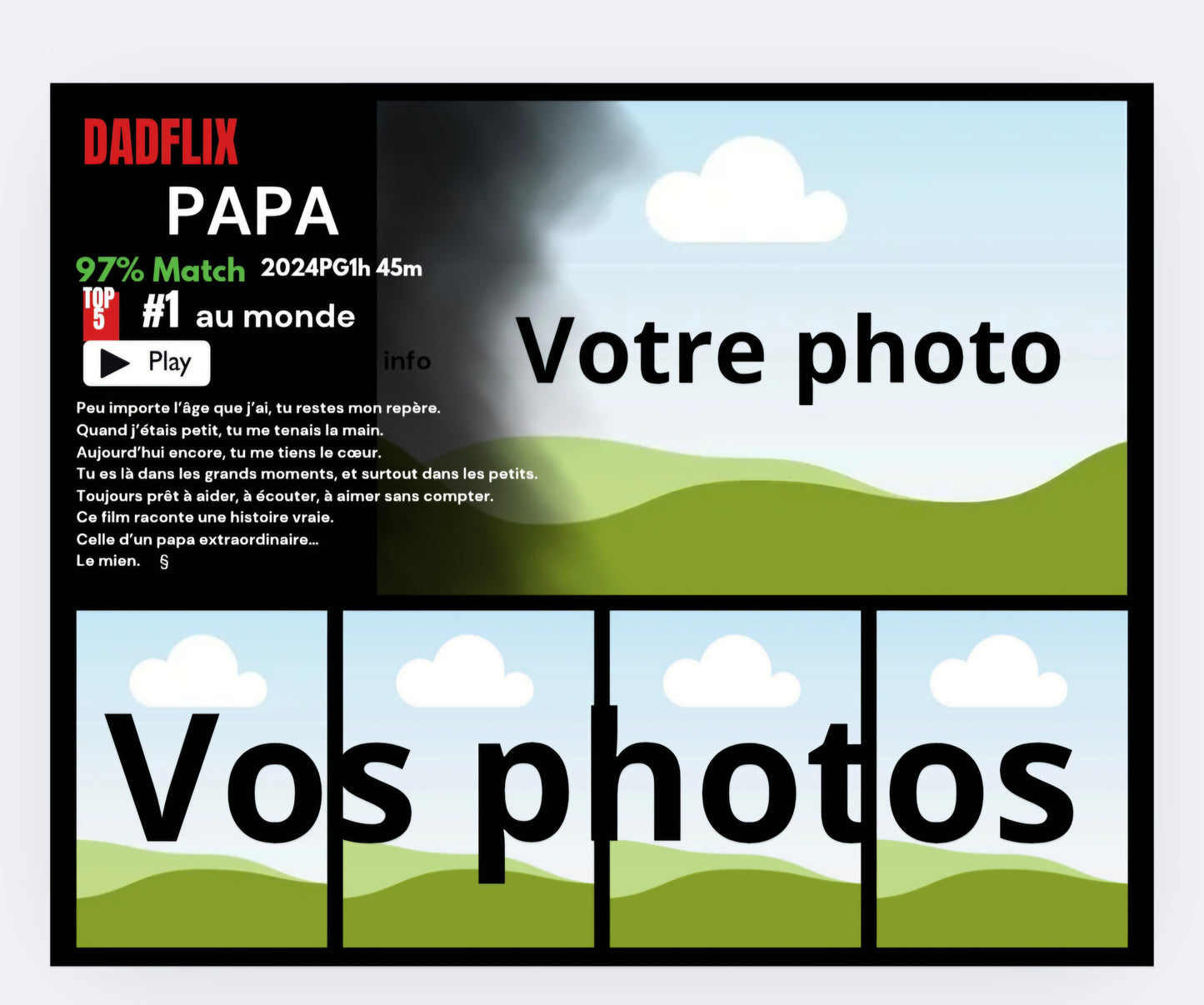 DADFLIX - Affiche de Papa Personnalisé Aimanté